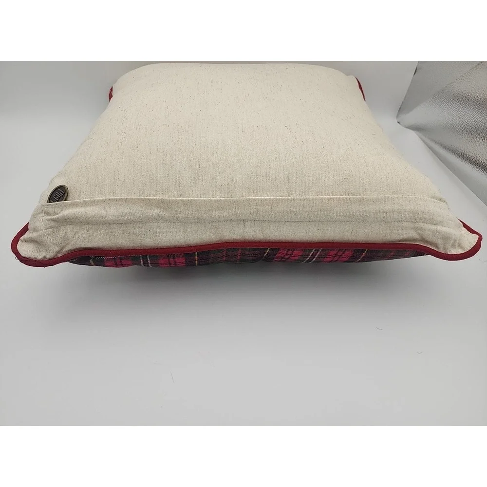 PIER 1 MERRY and BRIGHT Holly Sprig THROW PILLOW Red And Green Plaid 18